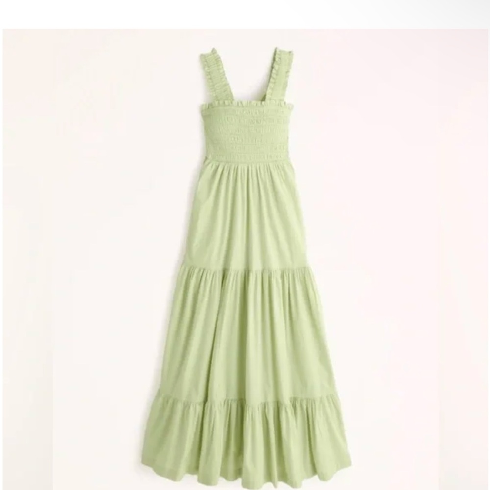 Abercrombie & Fitch Ruffled Smocked Light Green Dress Tiered XS P